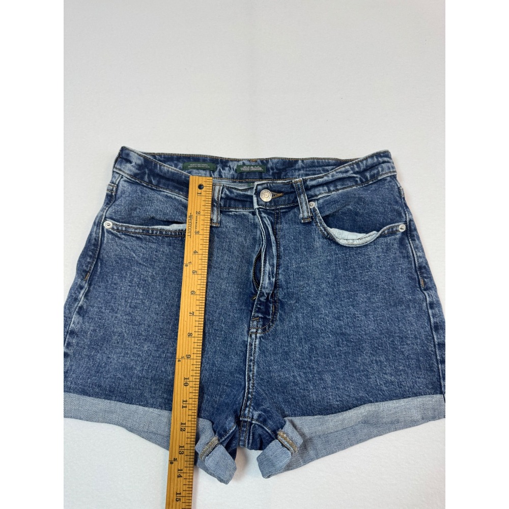 High Rise Mom Shorts Denim Jean Shorts Womens 8 29R Blue Cuffed Highest Rise - Picture 7 of 8